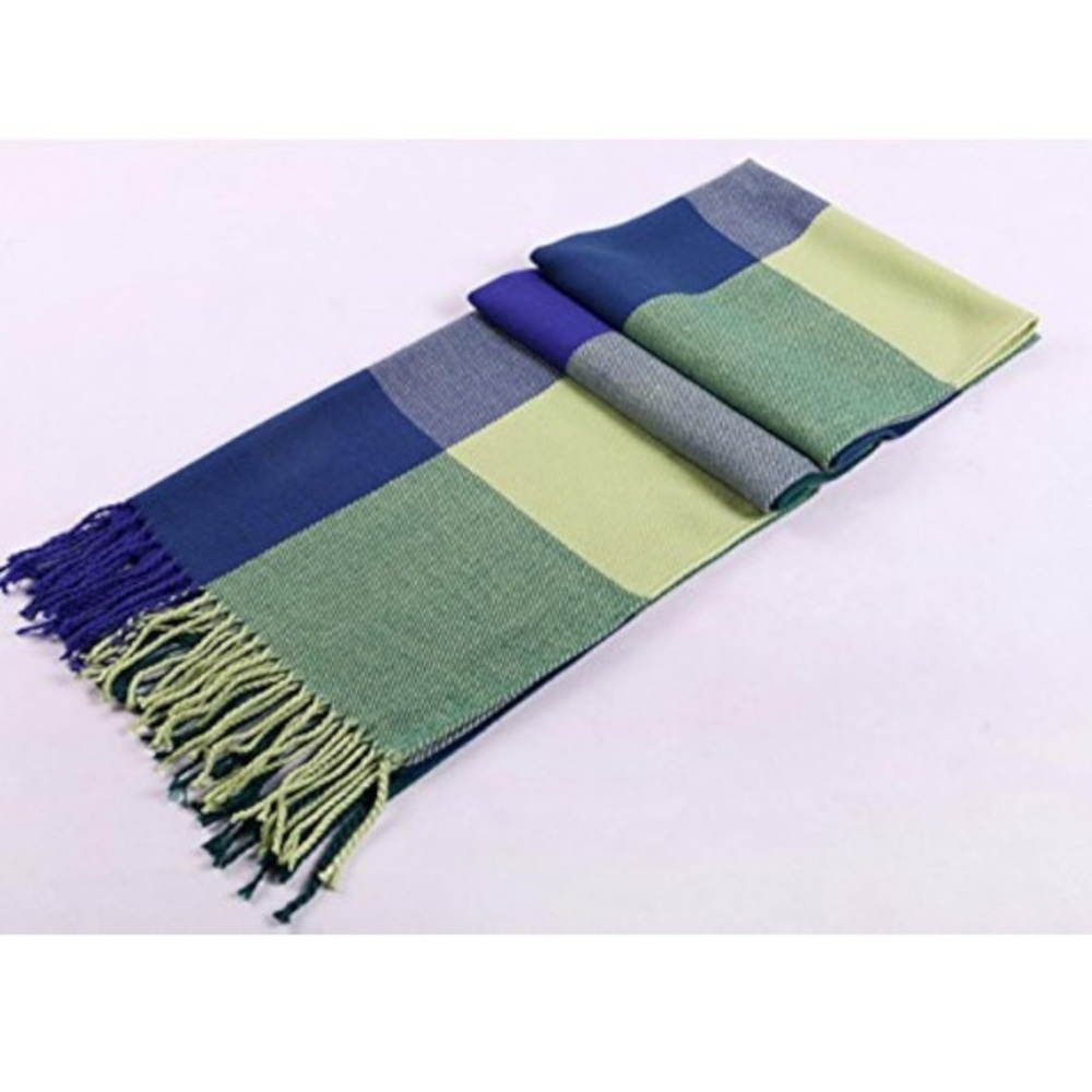 🆕 Cashmere Feel Wrap Blue and Green Women's Scarf Shawl Christmas Gift - Picture 4 of 5